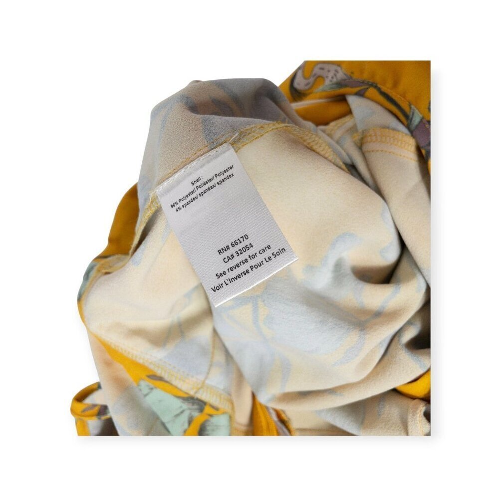 Anthropologie Varun Bahl Warbler yellow ruffle trim jumpsuit SZ 8 Heron Print - Picture 5 of 10